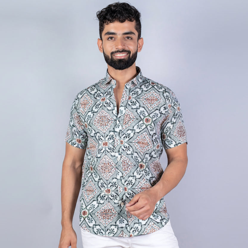 Men Regular Fit Printed Casual Shirt with modern print design and soft breathable fabric for stylish daily and casual wear