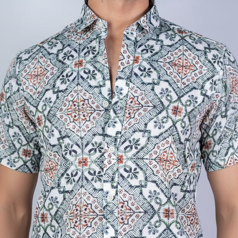 Men Regular Fit Printed Casual Shirt with modern print design and soft breathable fabric for stylish daily and casual wear