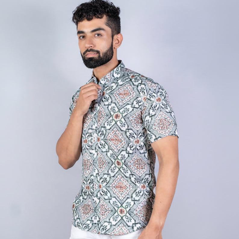 Men Regular Fit Printed Casual Shirt with modern print design and soft breathable fabric for stylish daily and casual wear