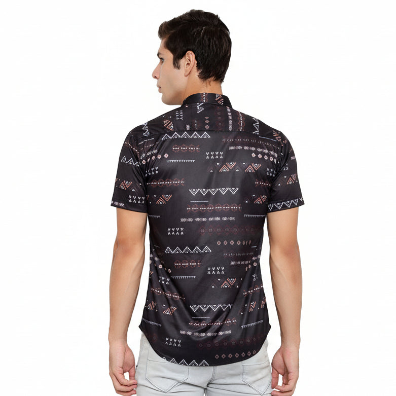 Men Regular Fit Self Design Casual Shirt with textured pattern and comfortable fabric for daily and smart casual wear