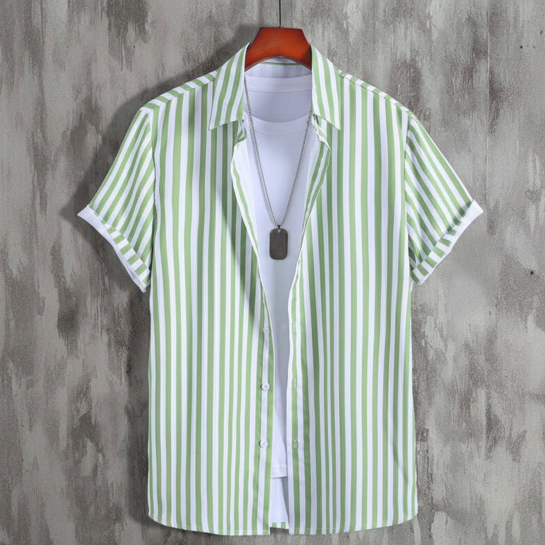 Men Regular Fit Striped Button Down Collar Casual Shirt with classic striped pattern and comfortable fabric for smart casual wear