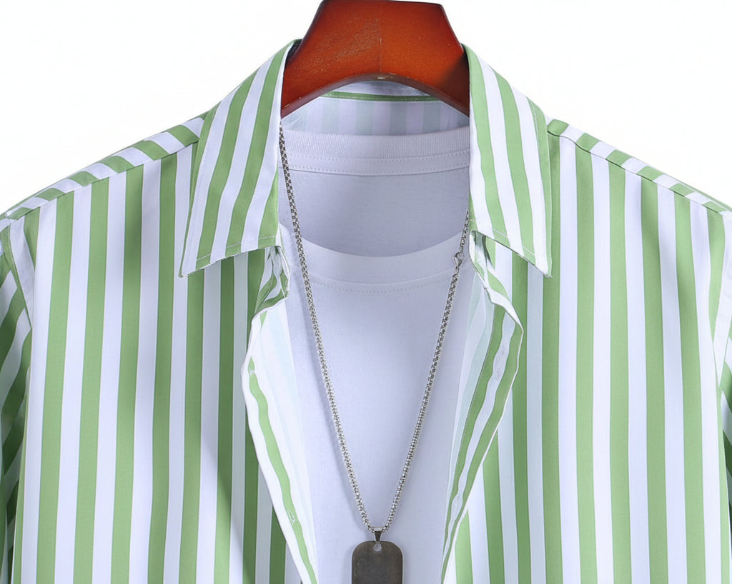 Men Regular Fit Striped Button Down Collar Casual Shirt with classic striped pattern and comfortable fabric for smart casual wear