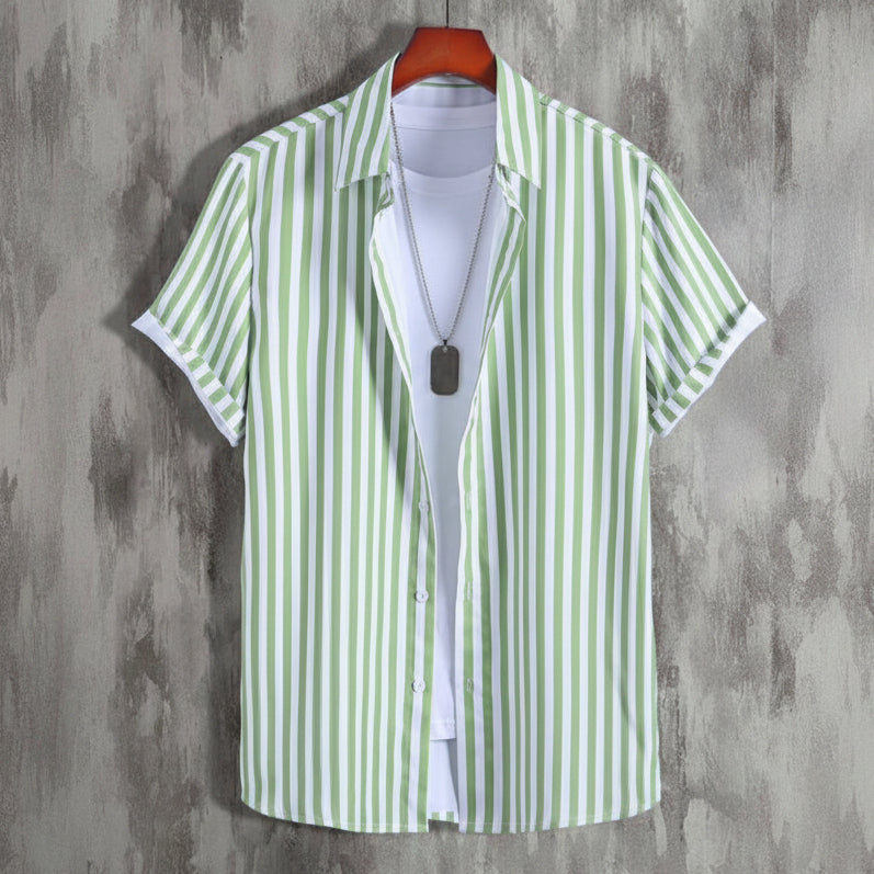 Men Regular Fit Striped Button Down Collar Casual Shirt with classic striped pattern and comfortable fabric for smart casual wear