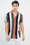Men Regular Fit Striped Cut Away Collar Casual Shirt with stylish striped pattern and comfortable fabric for daily and smart casual wear