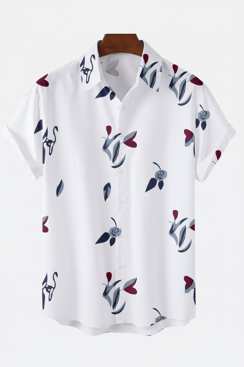 Men Regular Super Slim Fit Printed Ribbed Collar Casual Shirt with stylish print and ribbed collar design for comfortable and trendy casual wear