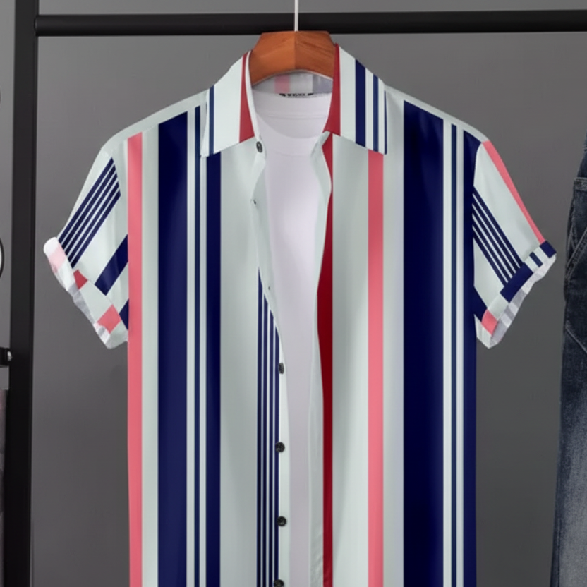 Men Regular Super Slim Fit Striped Casual Shirt with modern slim fit and stylish striped design for daily and smart casual wear