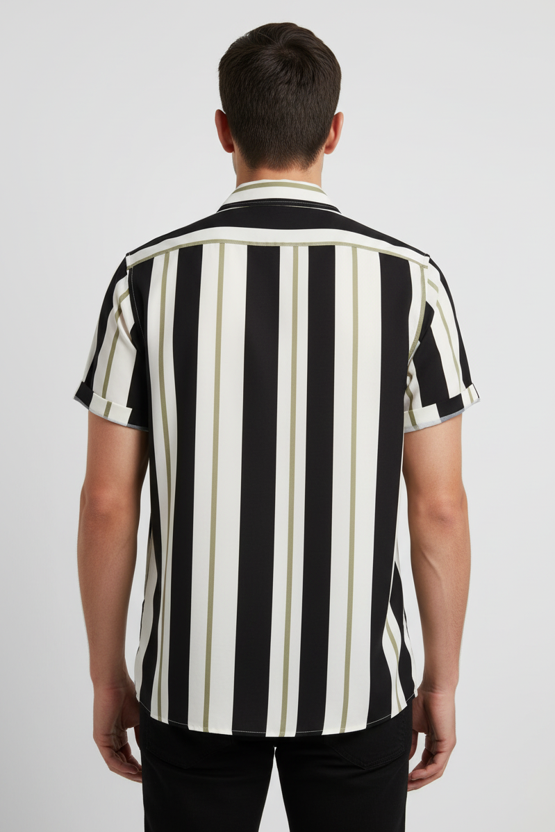 Men Regular Super Slim Fit Striped Cut Away Collar Casual Shirt with modern slim fit and stylish striped design for daily and smart casual wear