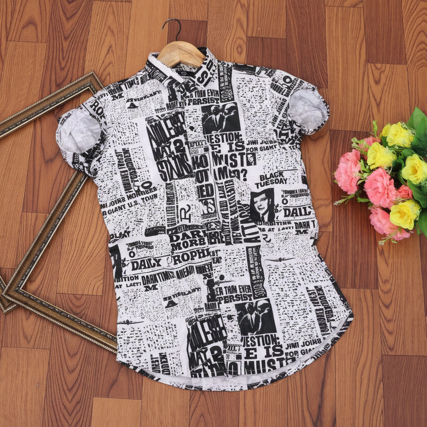 Men Slim Fit Printed Casual Shirt with modern print design and soft breathable fabric for stylish daily and casual wear