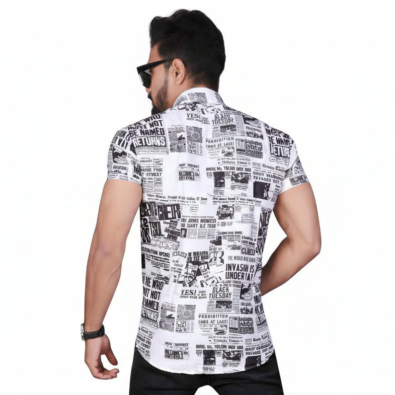 Men Slim Fit Printed Casual Shirt with modern print design and soft breathable fabric for stylish daily and casual wear