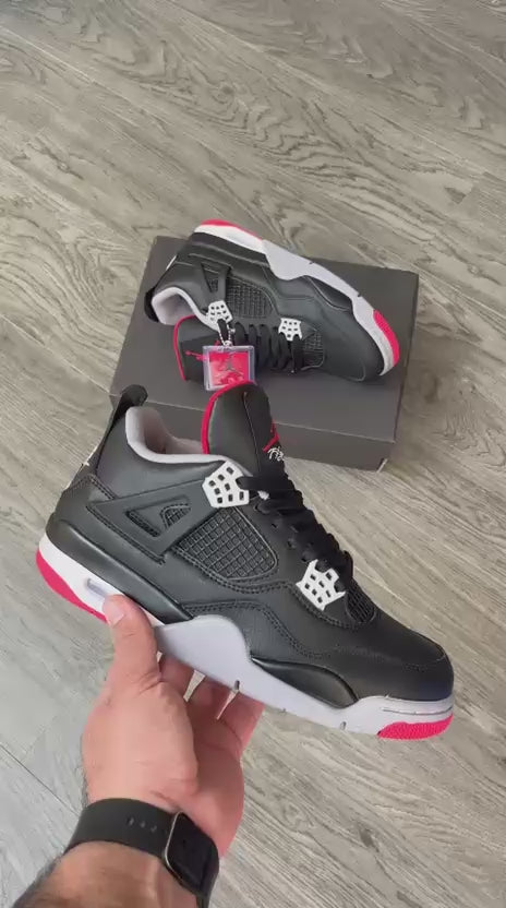 Jordan Retro 4 – Semi UA premium leather sneakers in white-red with top-quality build, comfort, and stylish design.