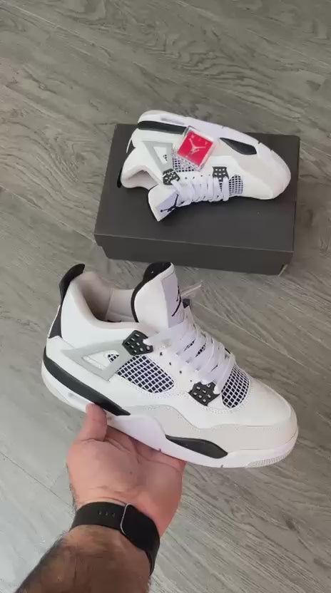 Jordan Retro 4 – Semi UA premium leather sneakers in white-red with top-quality build, comfort, and stylish design.