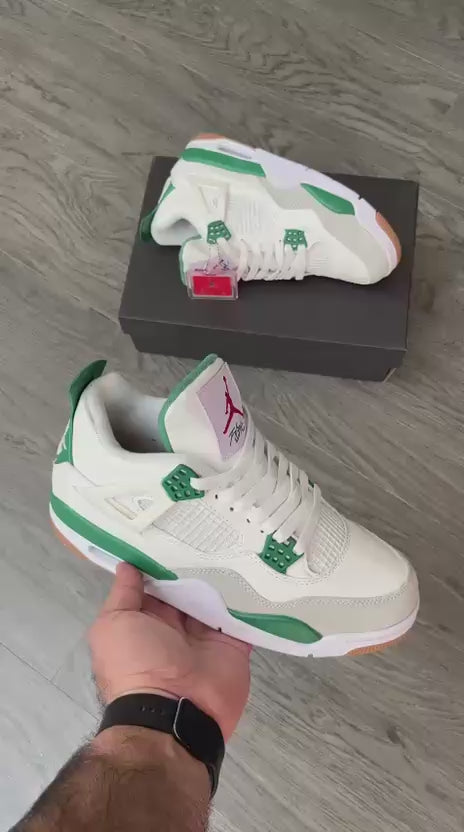 Jordan Retro 4 – Semi UA premium leather sneakers in white-red with top-quality build, comfort, and stylish design.