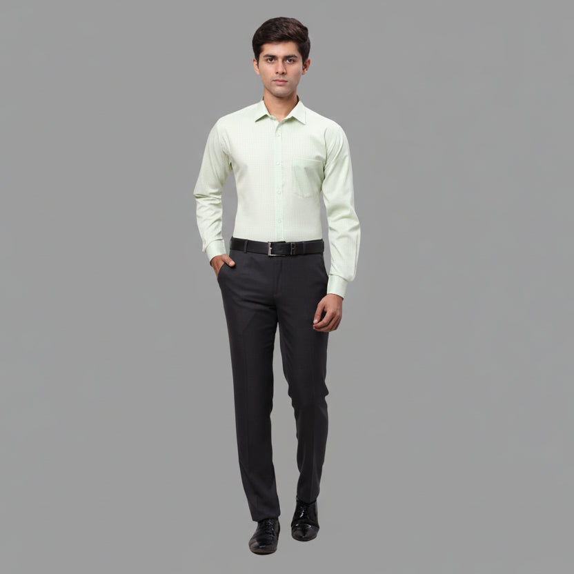 Dark Grey Solid Mid-Rise Stretchable Men Formal Trousers – Comfortable, durable, and stylish office & daily wear trousers.