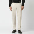 Khaki Solid Mid-Rise Stretchable Men Formal Trousers, 