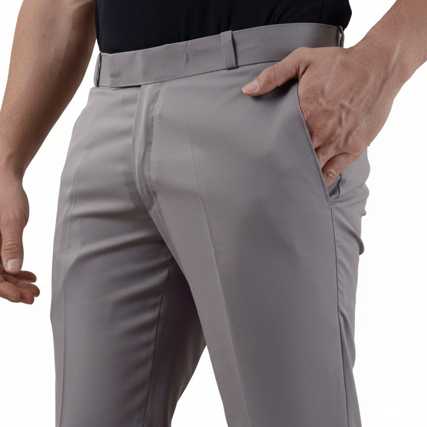 VILLAIN Light Purple Stretchable Men's Formal Trousers – Comfortable, stylish, and durable for office and daily wear.