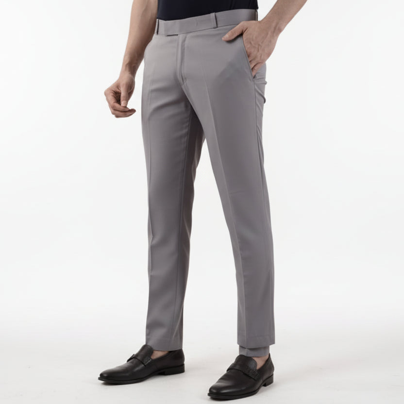 VILLAIN Light Purple Stretchable Men's Formal Trousers – Comfortable, stylish, and durable for office and daily wear.