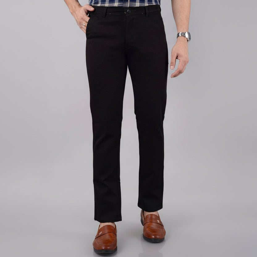 Men's Slim Fit Cotton Stretchable Trousers in Brown with comfortable stretch fabric and modern slim fit for office, formal, and casual wear