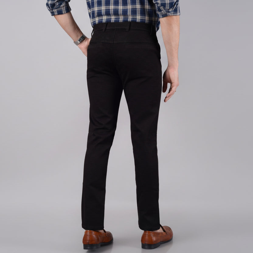 Men's Slim Fit Cotton Stretchable Trousers in Brown with comfortable stretch fabric and modern slim fit for office, formal, and casual wear