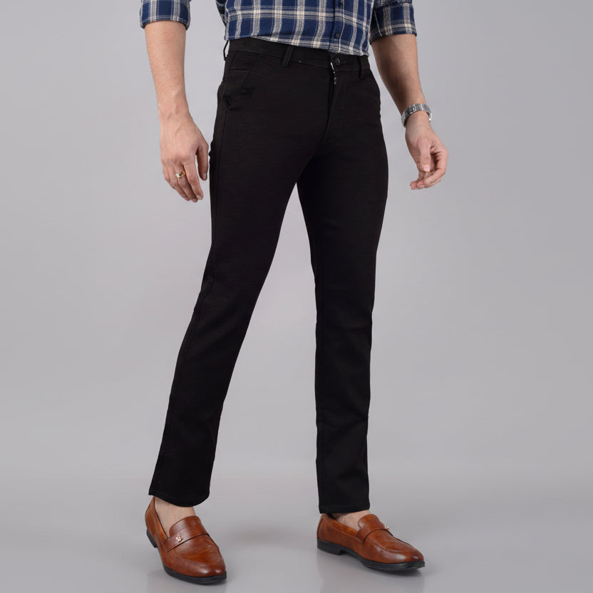 Men's Slim Fit Cotton Stretchable Trousers in Brown with comfortable stretch fabric and modern slim fit for office, formal, and casual wear