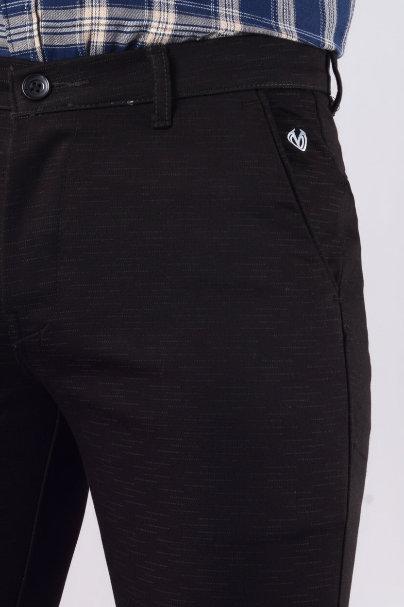 Men's Slim Fit Cotton Stretchable Trousers in Brown with comfortable stretch fabric and modern slim fit for office, formal, and casual wear