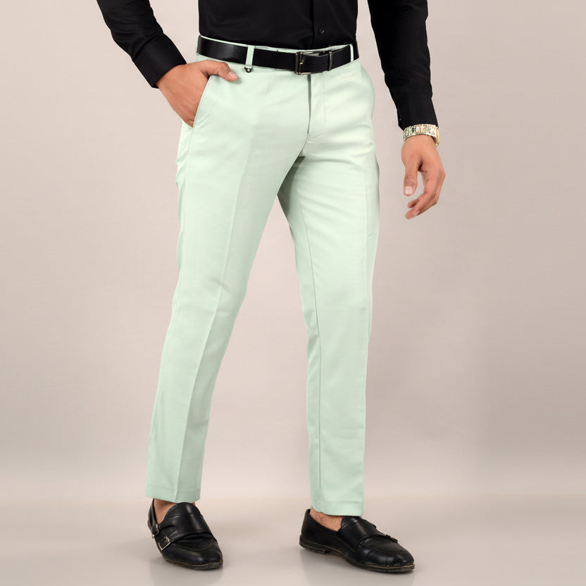 Pista Solid Mid-Rise Stretchable Men's Formal Trousers with comfortable fit and premium fabric for office and formal wear
