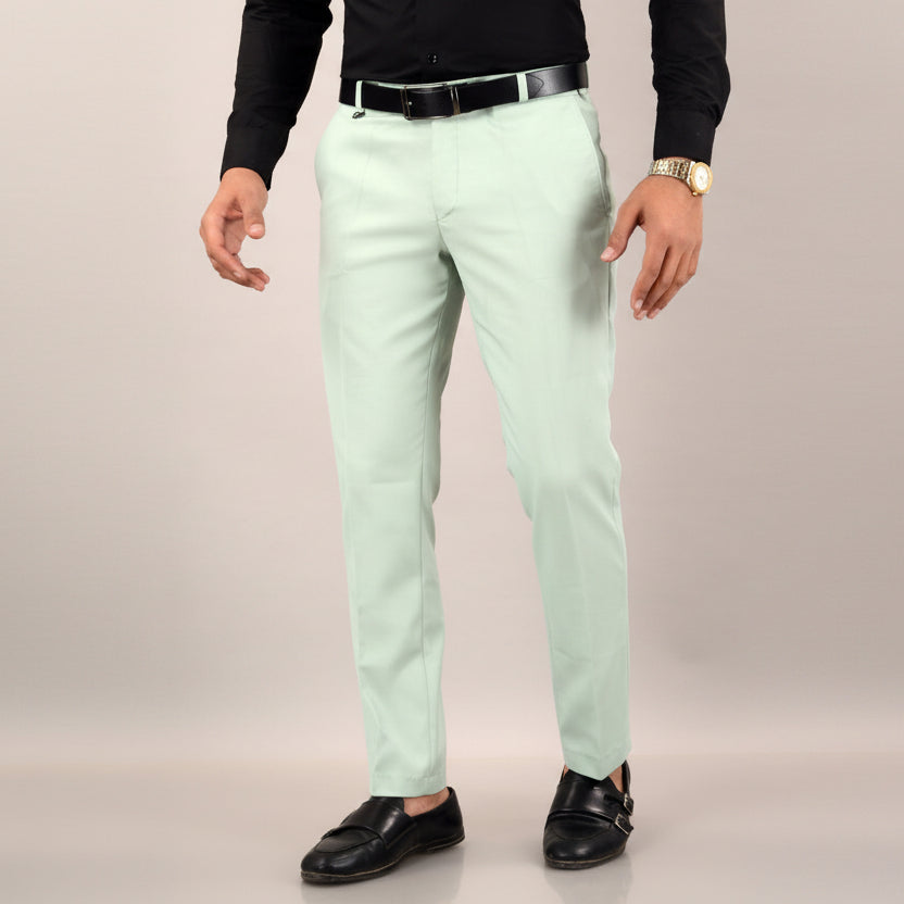 Pista Solid Mid-Rise Stretchable Men's Formal Trousers with comfortable fit and premium fabric for office and formal wear