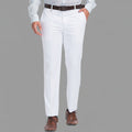 White Solid Mid-Rise Stretchable Men Formal Trousers