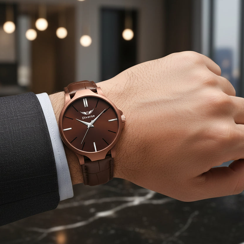 BD Men’s Analog Leather Watch – Ethnic round dial with stylish design, durable leather strap, and comfortable daily wear.